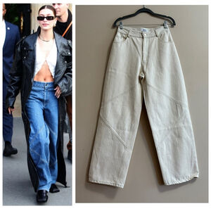 NOMIA NYC Sz 28 Paneled Wide Leg Jeans In Ecru new without tag Designer